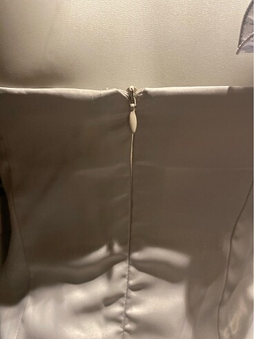 gri saten abiye elbise - Görsel 5