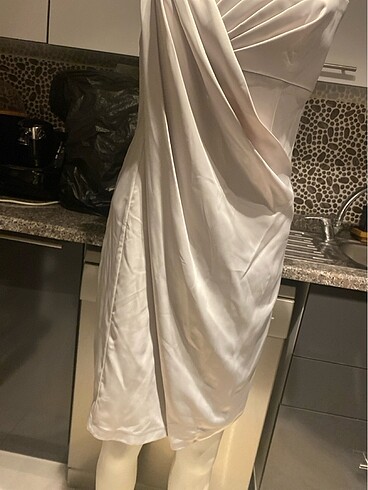 gri saten abiye elbise - Görsel 6