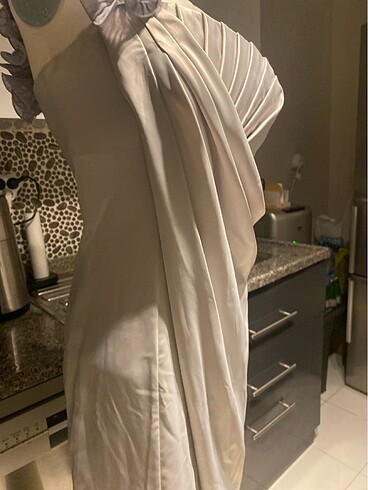 gri saten abiye elbise - Görsel 8