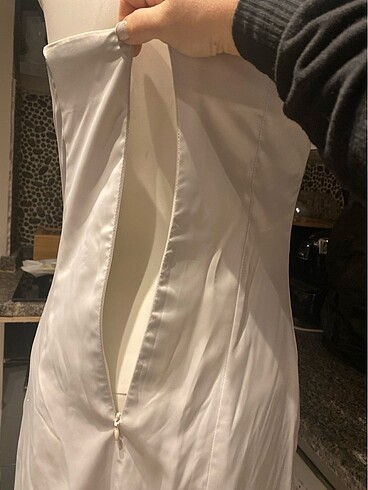 gri saten abiye elbise - Görsel 13