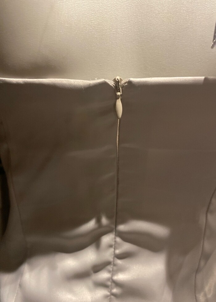 gri saten abiye elbise - Görsel 5