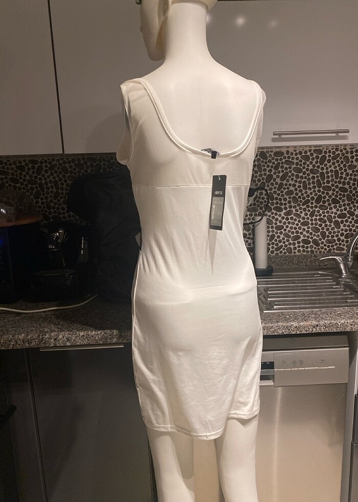 astarsız beyaz elbise - Görsel 4