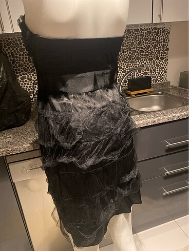 strapless gece elbisesi yılbaşı - Görsel 9