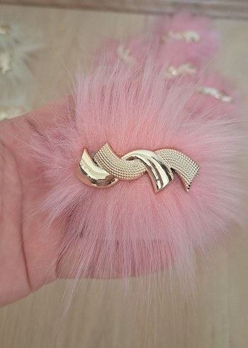 Pembe Tüylü Yıldızlı patik süs - Görsel 9