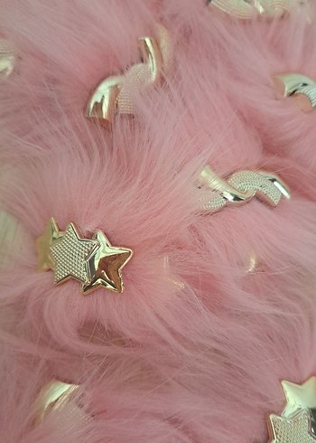 Pembe Tüylü Yıldızlı patik süs - Görsel 7