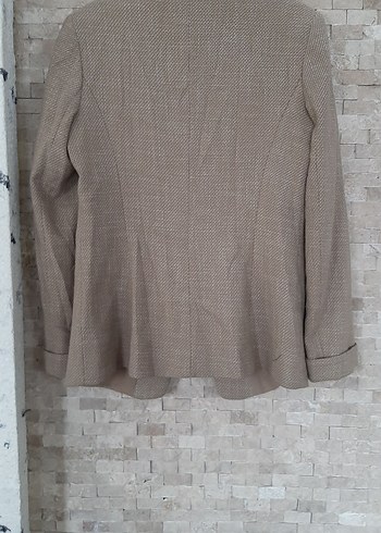 Bej Kadın Keten Blazer Ceket - Görsel 3