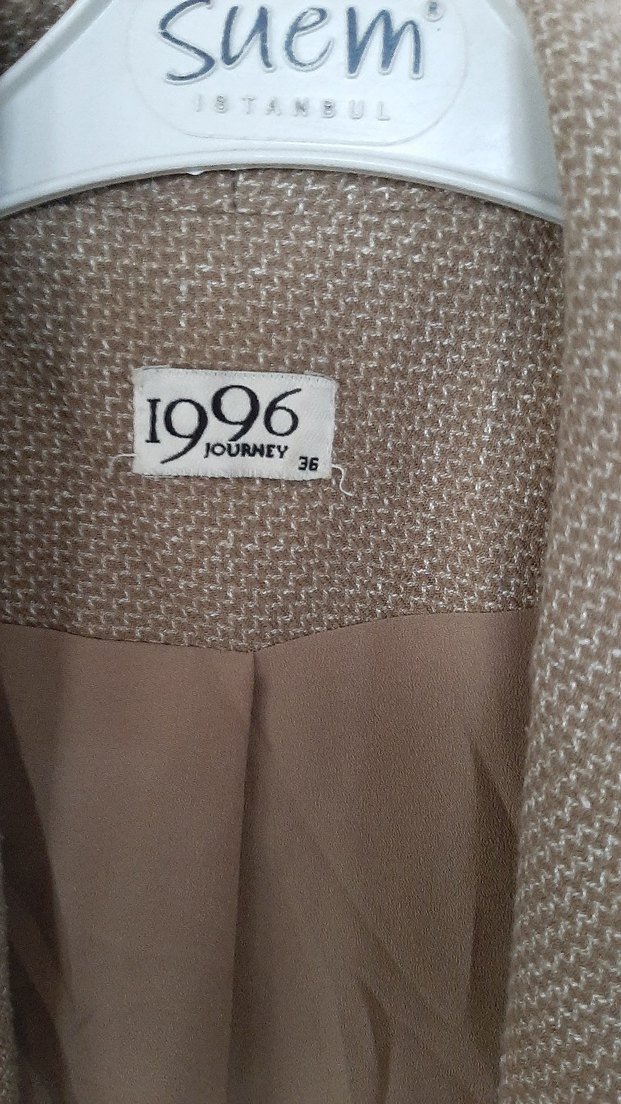 Bej Kadın Keten Blazer Ceket - Görsel 2