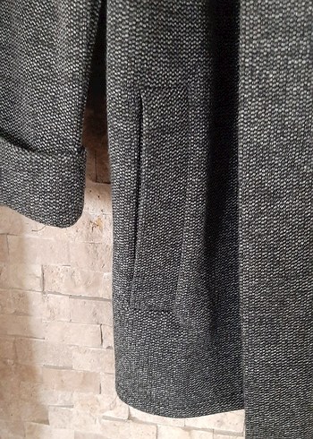 Düğmeli Gri Kadın Uzun Ceket - Görsel 2