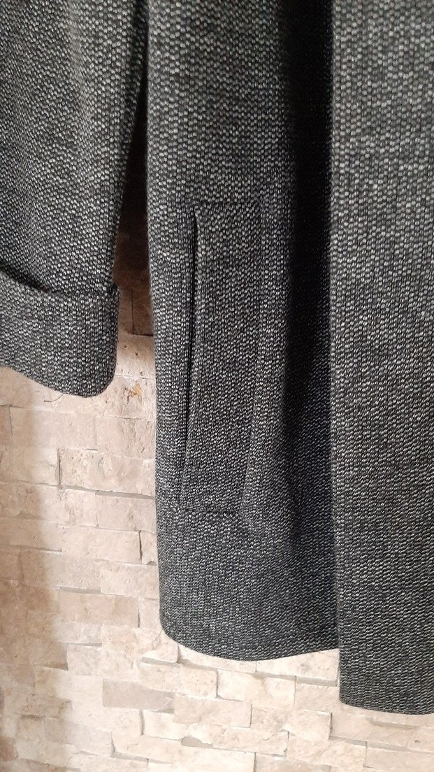 Düğmeli Gri Kadın Uzun Ceket - Görsel 2