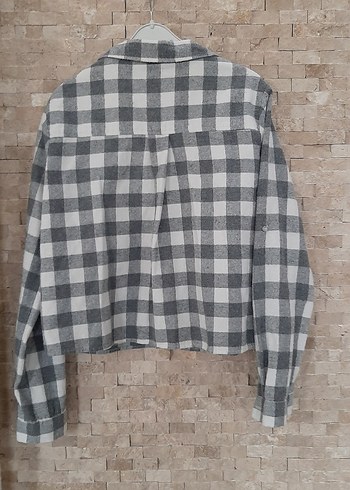 Gri Kareli Uzun Kollu Keten Gömlek - Görsel 3