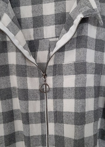 Gri Kareli Uzun Kollu Keten Gömlek - Görsel 2