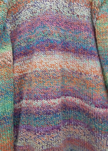 Renkli Örgü büyük beden uzun hırka - Görsel 4