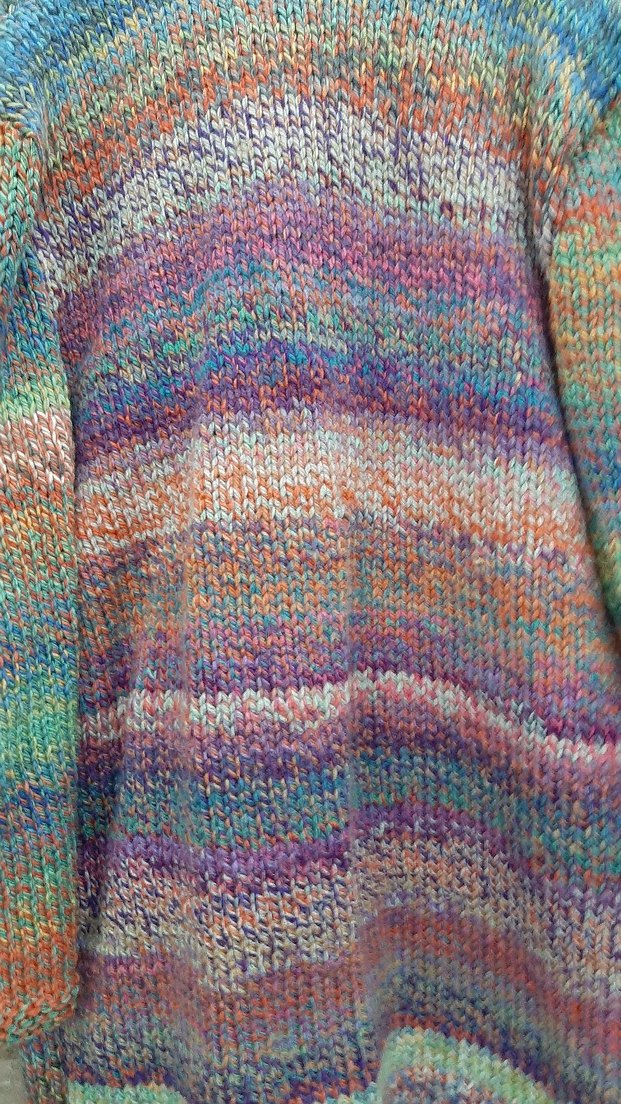 Renkli Örgü büyük beden uzun hırka - Görsel 4