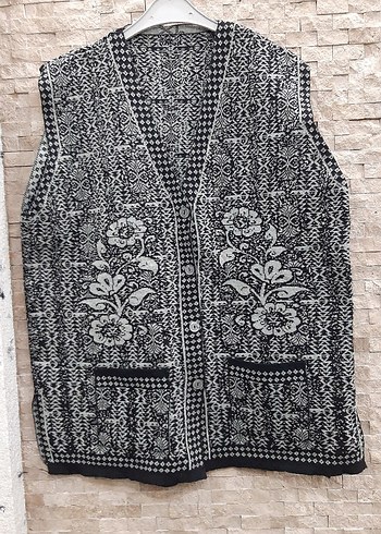 Pembe V Yaka Örgü Kadın Yelek - Görsel 7