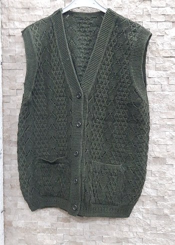 Pembe V Yaka Örgü Kadın Yelek - Görsel 6