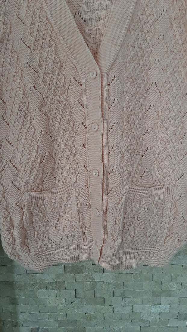 Pembe V Yaka Örgü Kadın Yelek - Görsel 2