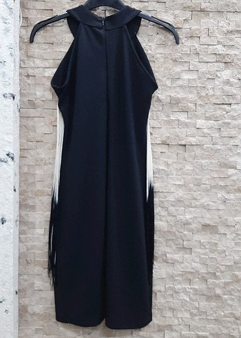 Püsküllü Siyah kısa abiye elbise - Görsel 5