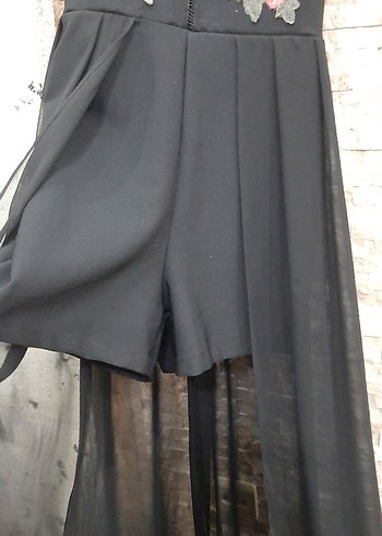 Nakışlı Siyah Uzun Askısız Elbise - Görsel 4