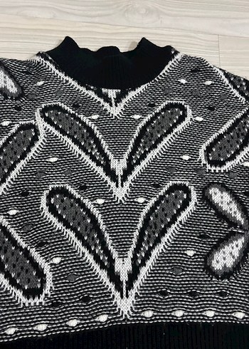 Bohem Gri Mini Örgü Triko Kazak - Görsel 2