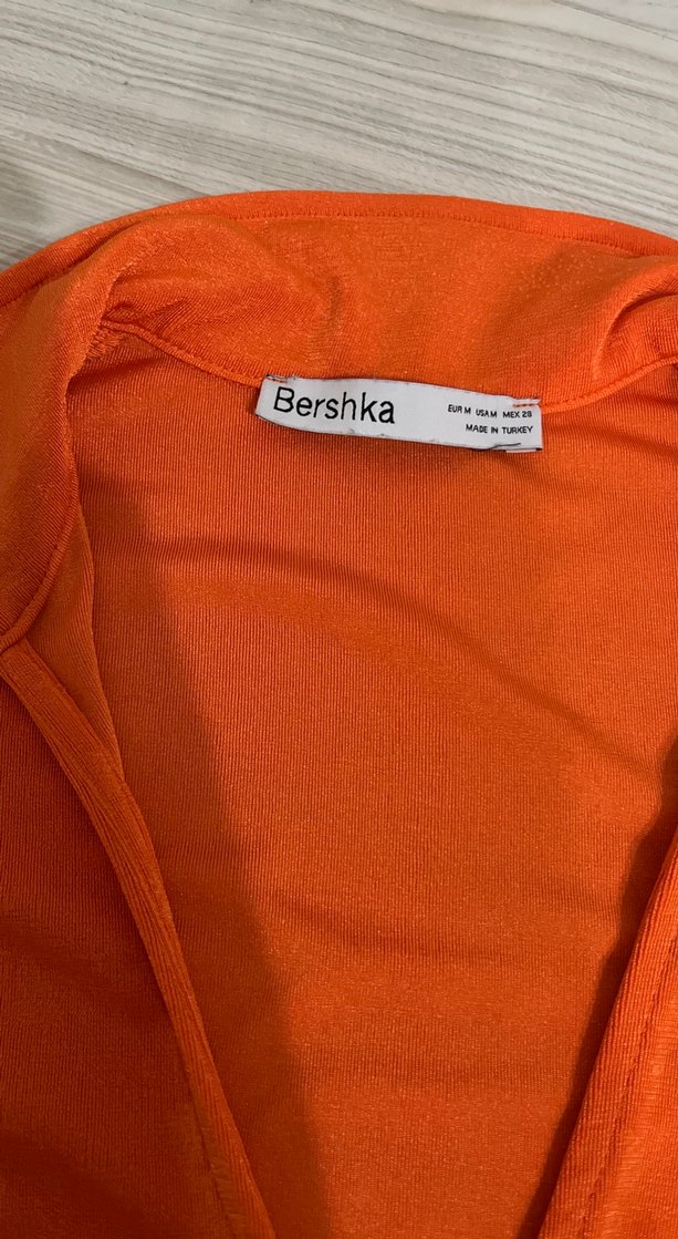 Parlak Turuncu V Yakalı Uzun Kollu Bluz - Görsel 2