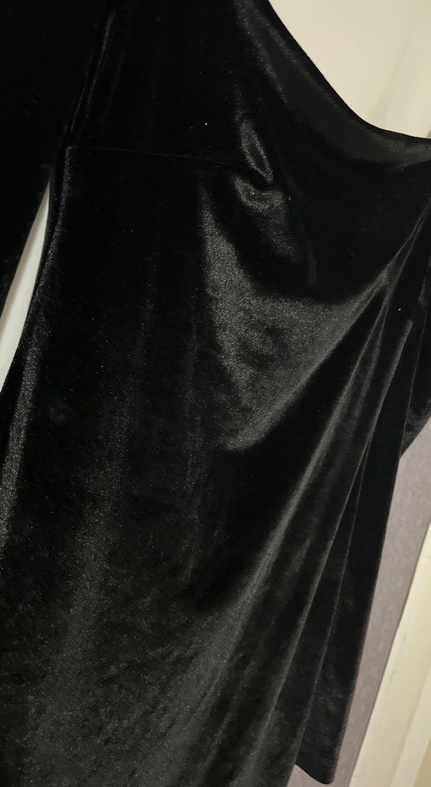 Uzun Kollu Siyah Drapeli Midi Elbise - Görsel 2