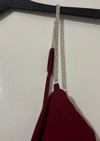 Bordo Drapeli Uzun Abiye Elbise - Görsel 4