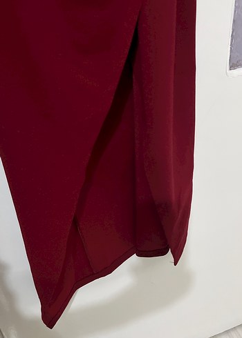 Bordo Drapeli Uzun Abiye Elbise - Görsel 7