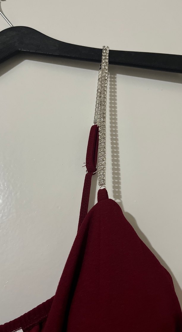 Bordo Drapeli Uzun Abiye Elbise - Görsel 4