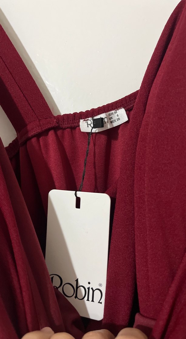 Bordo Drapeli Uzun Abiye Elbise - Görsel 3