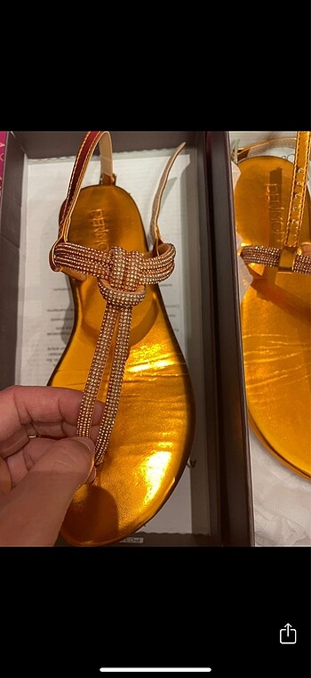36 Beden turuncu Renk Derimod bronz sandalet