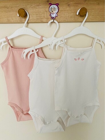 H&M 3?lü askılı çıtçıtlı body 12-18 ay