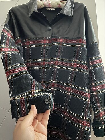 xl Beden Deri ekose tunik