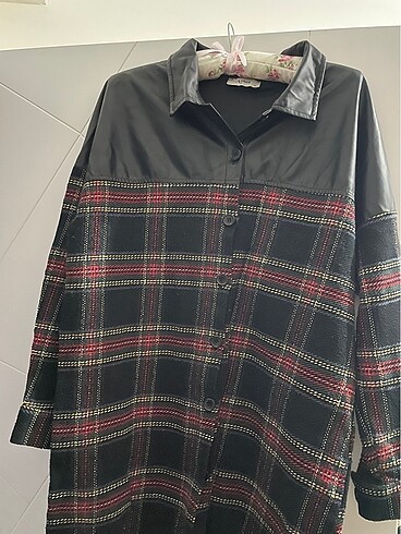xl Beden siyah Renk Deri ekose tunik