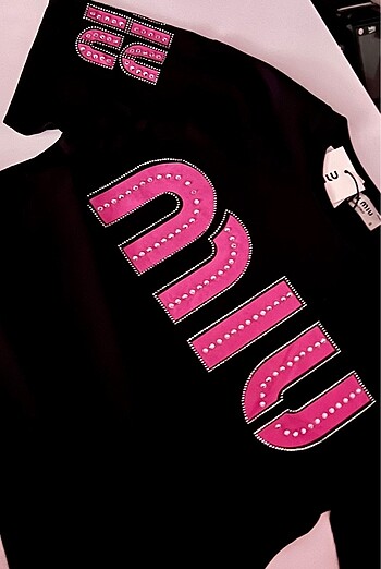 Miu Miu Mui mui taşlı tshirt s- m- l- xl- 2xl