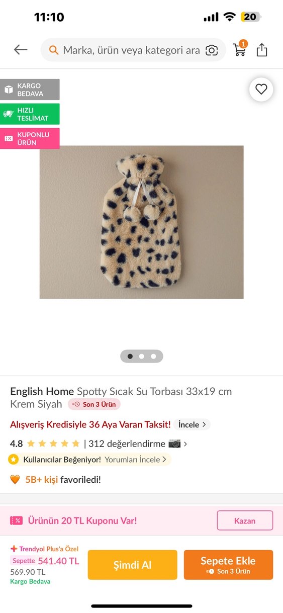 English Home Spotty Sıcak Su Torbası 33x19 cm - Görsel 3