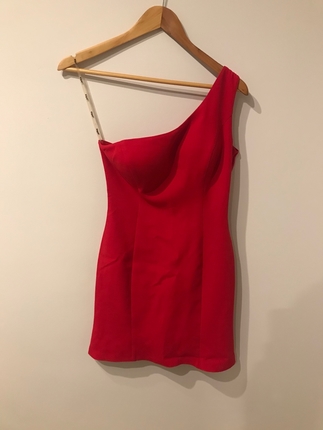 Tek Omuz Mini Kırmızı Elbise