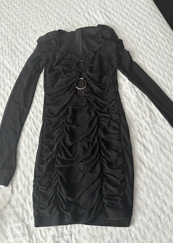 Uzun Siyah Gotik Drapeli Kadın Elbise