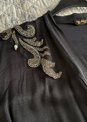 Taş Detaylı Siyah Uzun Kollu Abaya