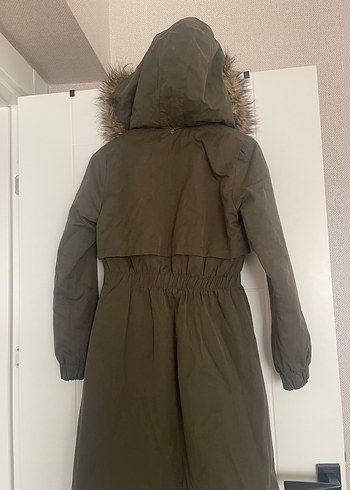 Yesi Suni Kürk Detaylı Uzun Kadın Mont - Görsel 2