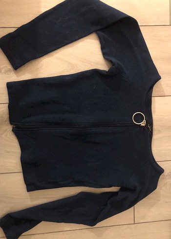 Kadın Lacivert Fermuarlı İnce bluz