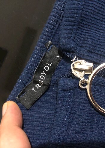 l Beden Kadın Lacivert Fermuarlı İnce bluz