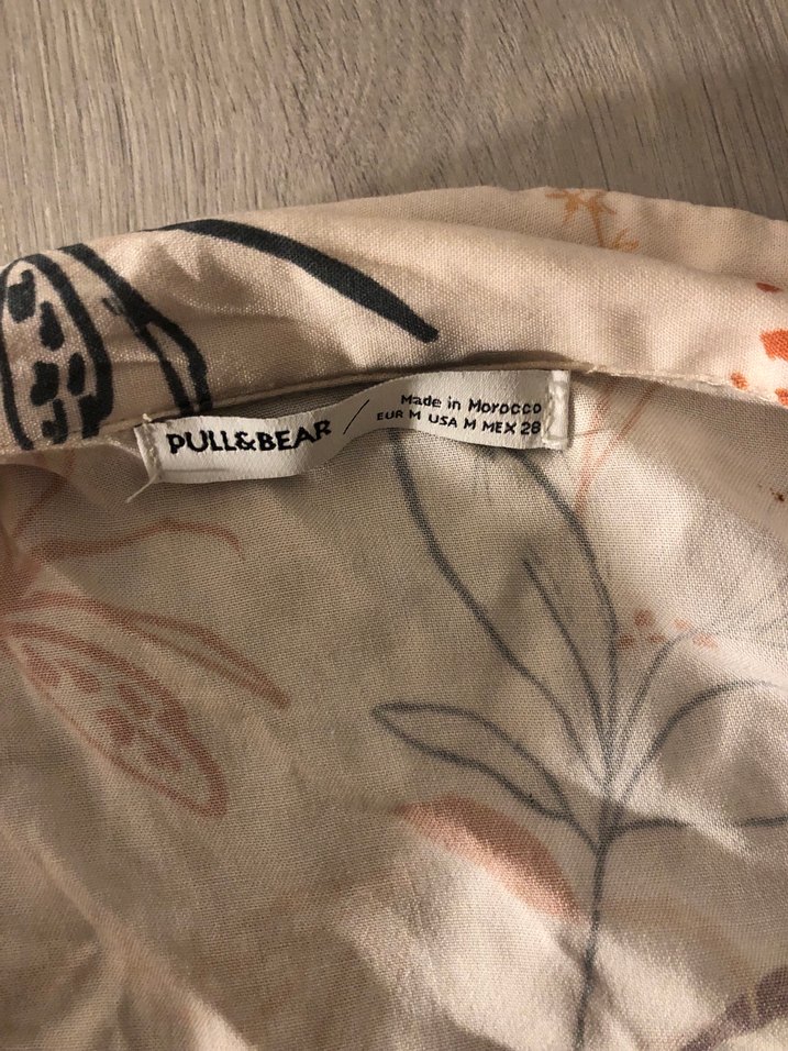 Desenli Bej Uzun Kollu bağlamalı gömlek - Görsel 3