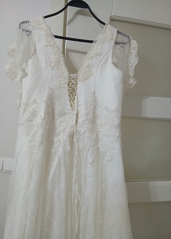 Vintage Bohem Midi Gelinlik V Yakalı - Görsel 3