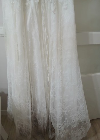 Vintage Bohem Midi Gelinlik V Yakalı - Görsel 2