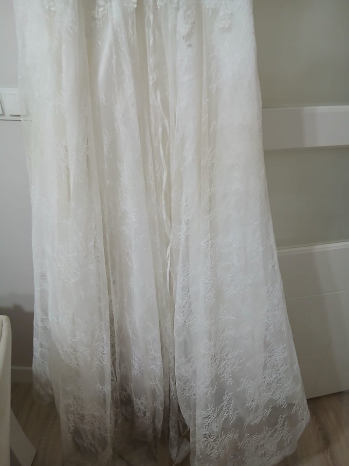 Vintage Bohem Midi Gelinlik V Yakalı - Görsel 2