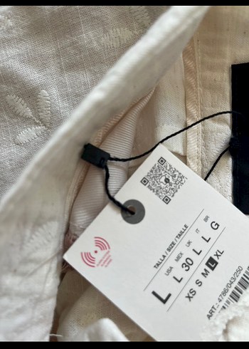 Zara Zara Nakışlı Keten Pantolon