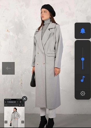 Gri Uzun Kesim Street Style Kaban