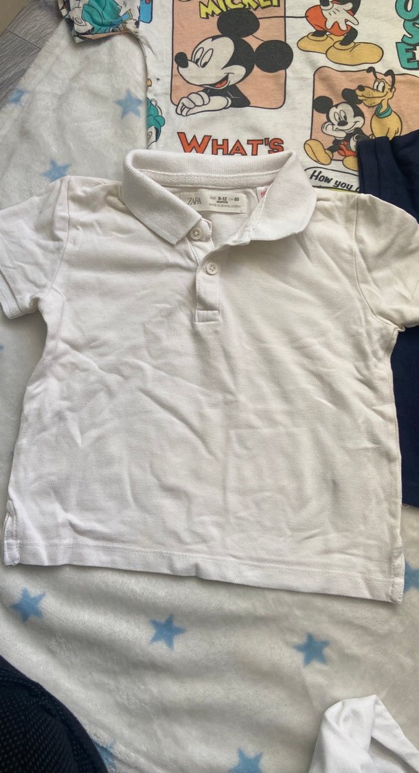 Beyaz Düğmeli Erkek Çocuk Kısa Kollu Polo Tişört - Görsel 4