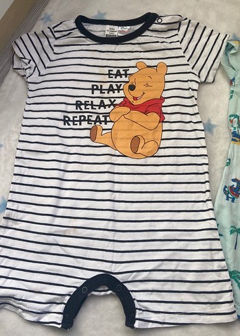 Çizgili ve Desenli Kısa Kollu Bebek Tulumları - Görsel 2