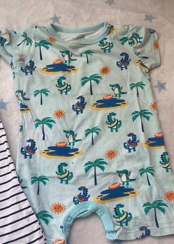 Çizgili ve Desenli Kısa Kollu Bebek Tulumları - Görsel 6